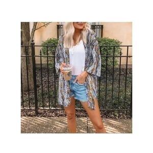 Allison Joy Ali Snake Kimono Grey Yellow M L